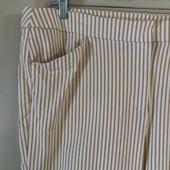 Chico’s 3P (16P) Striped Pants Stretch Cotton Nautical Neutral and White Print - Picture 5 of 10